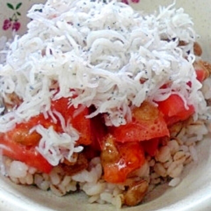 納豆の食べ方-トマト＆しらす♪
